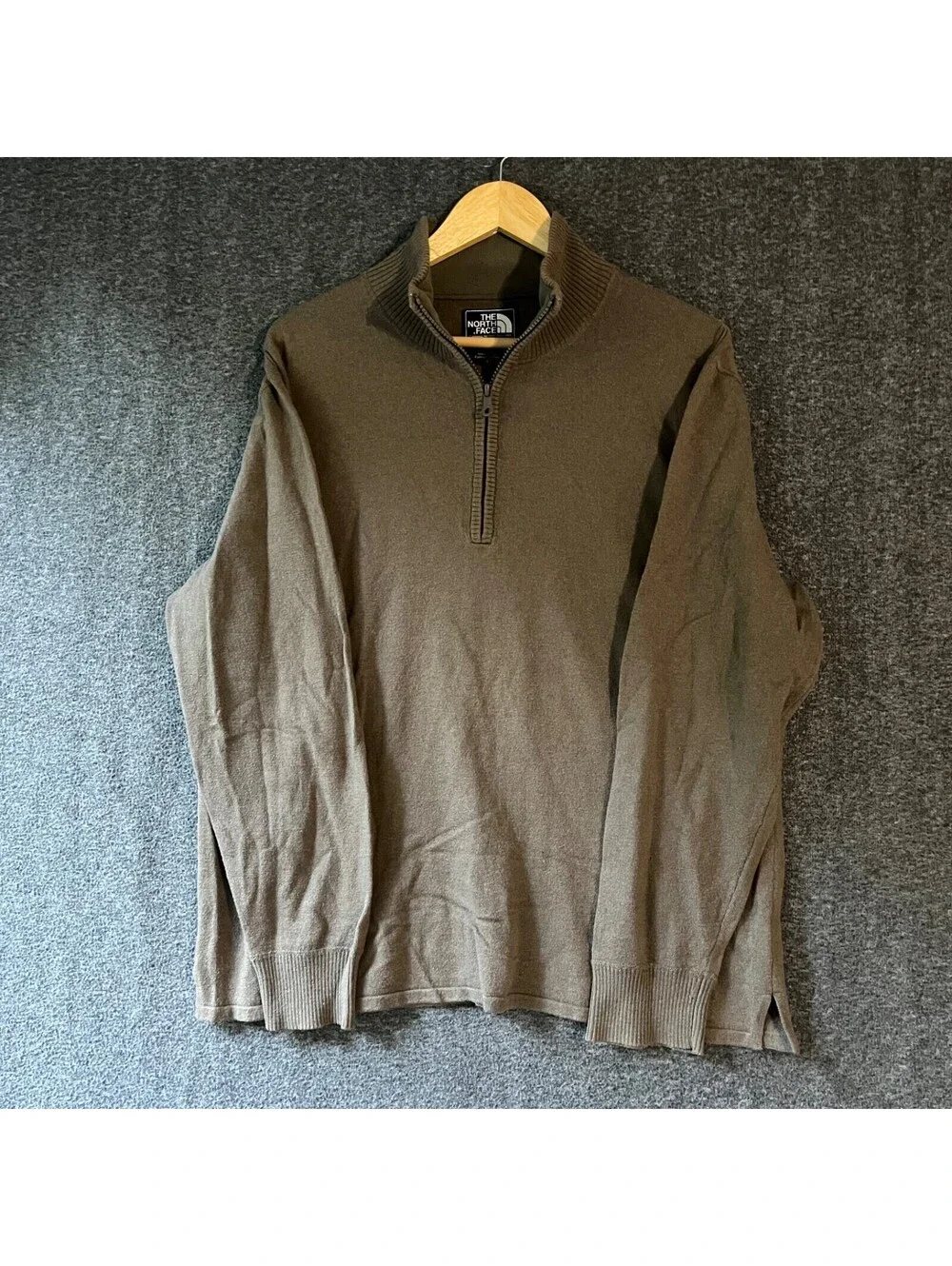 Men’s The North Face 1/4 Zip Wool Blend Sweater Brown Heathered A72H
